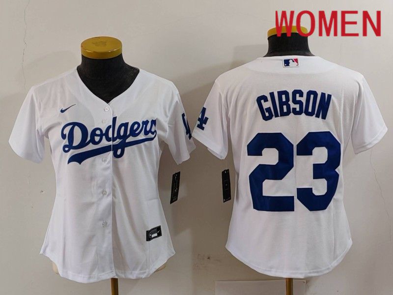 Women Los Angeles Dodgers #23 Gibson White Nike Game 2024 MLB Jersey style 1